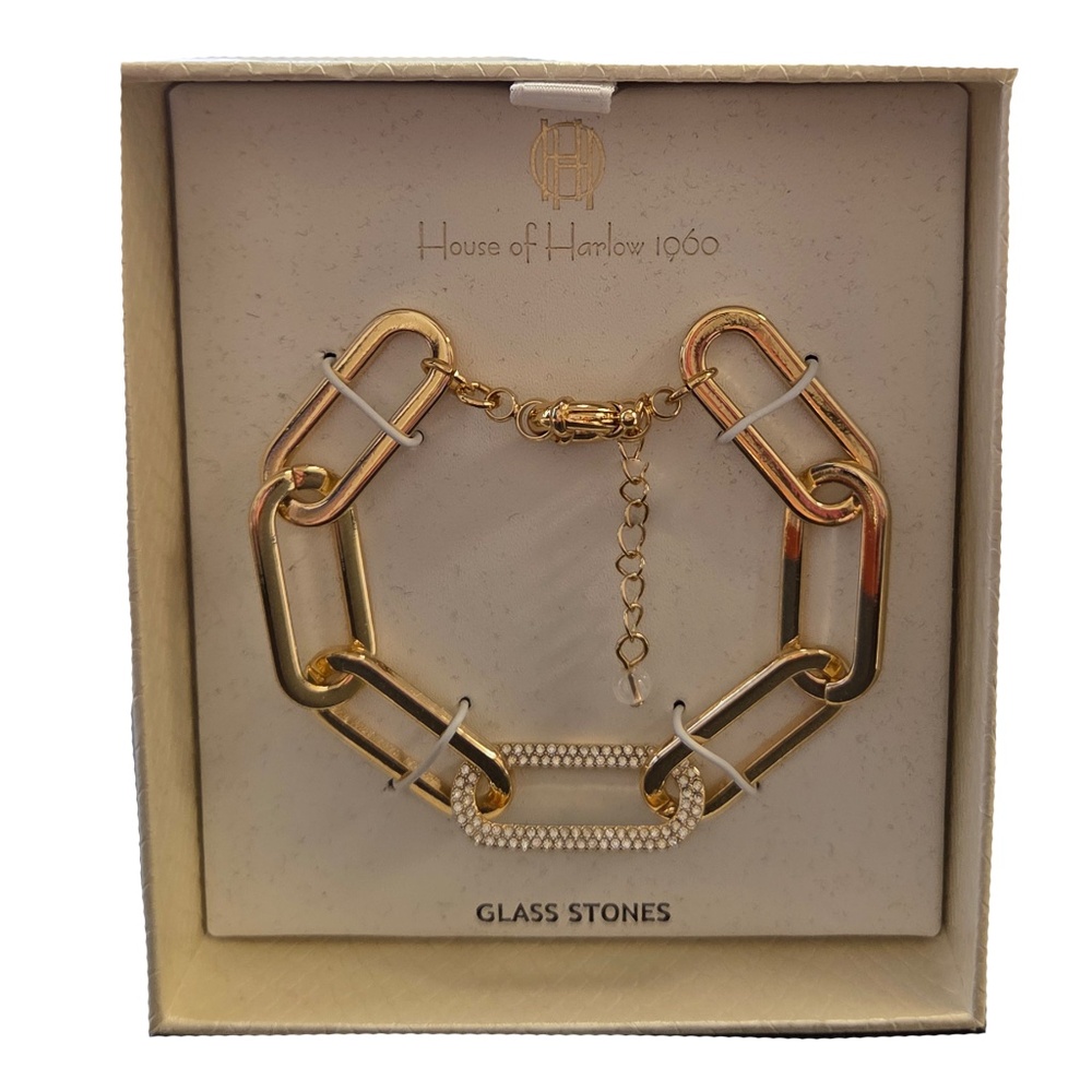 House Of Harlow 1960 Chain Bracelet With Rhinestones